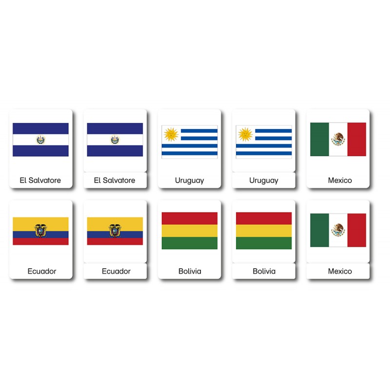 flags - 3 parts classification cards - English