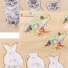 Wooden puzzle realistic size & depth 3-piece set (frogs, rabbits, cats)