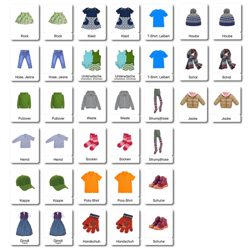 Kleidung 2 - Klassifikationskarten - Deutsch Kleidung 2 - Klassifikationskarten - Deutsch