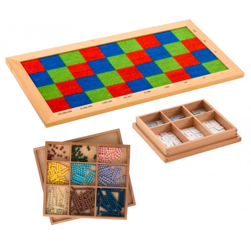 Großes Multiplikationsbrett mit Perlen und Ziffern Großes Multiplikationsbrett mit Perlen und Ziffern