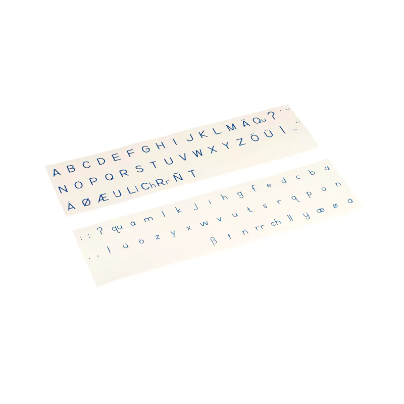 Printed letters: print, blue (international English version)