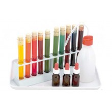 Color laboratory with plastic test tubes & apron