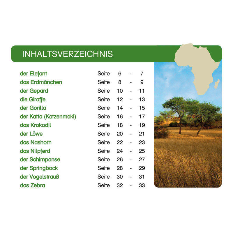 Card file animals Africa