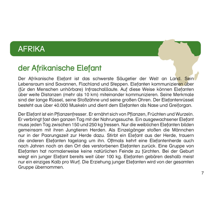 Card file animals Africa
