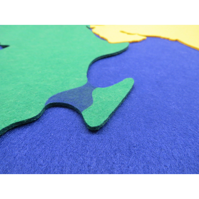 World and continents made of felt