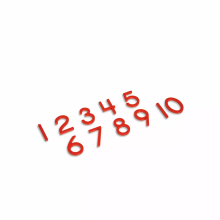 Cut-out red numbers: US cursive