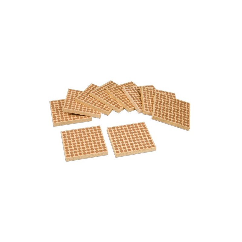 Wooden Square Of 100: Set Of 10