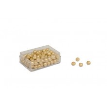 Plastikdose mit 100 goldenen Einerperlen - lose Perlen, Glas