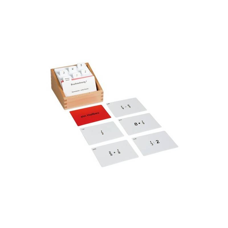 Box with task cards for fractional calculation 1