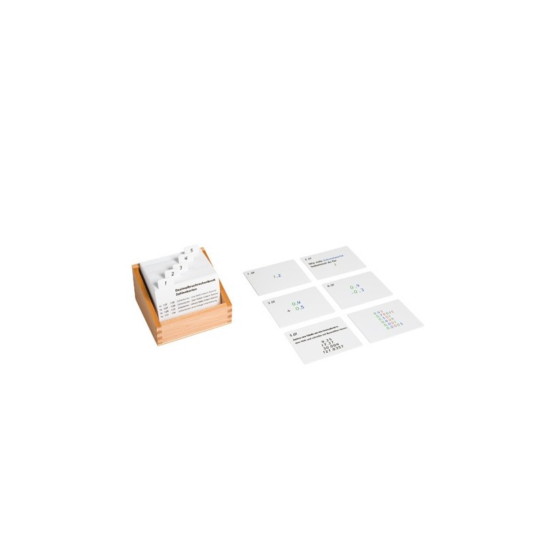 Box with task cards for decimal fractions