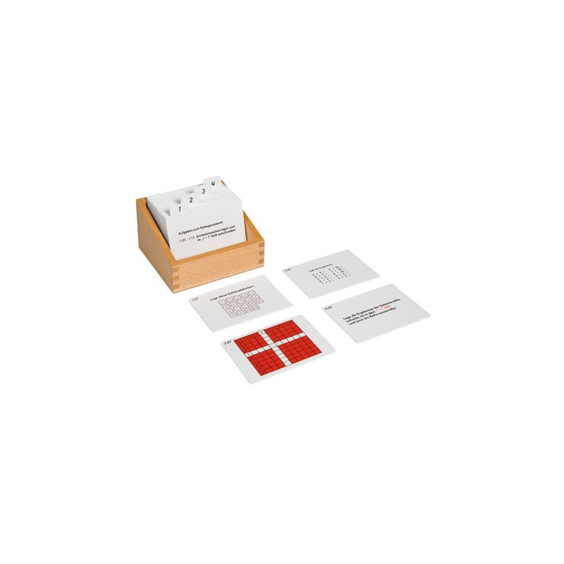 Box with task cards for the Pythagorean board Box with task cards for the Pythagorean board