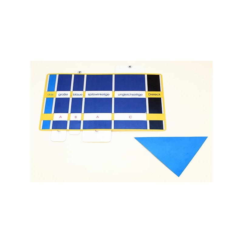 Triangle game, adjectives blue