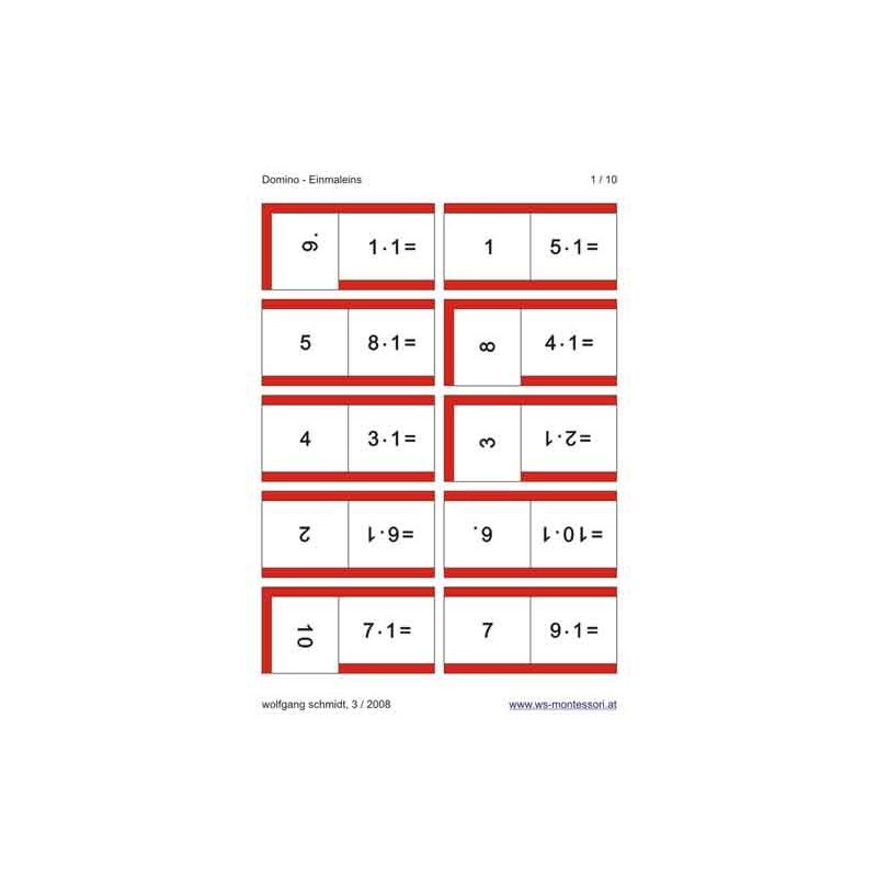 Multiplication tables - dominoes