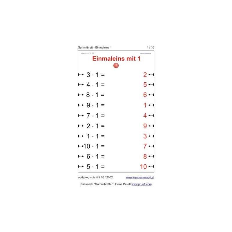 Multiplication tables - rubber tensioning board