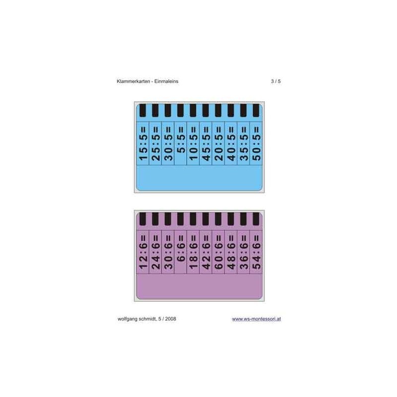 Multiplication tables - bracket cards