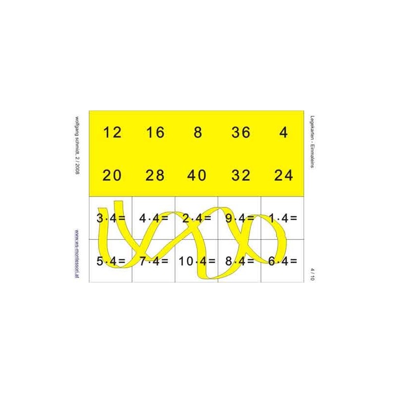 Multiplication tables - laying cards