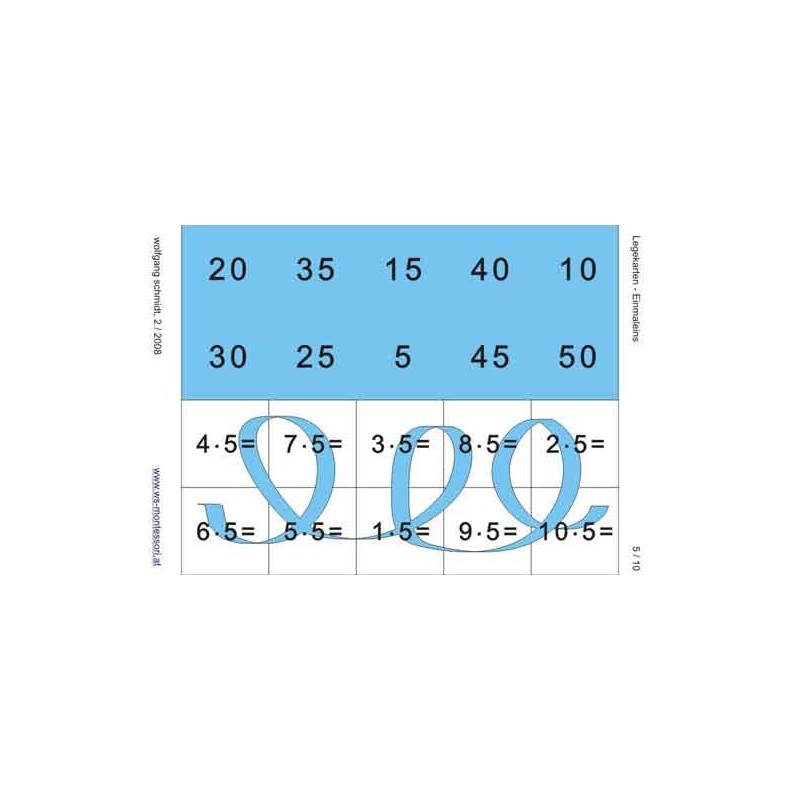 Multiplication tables - laying cards