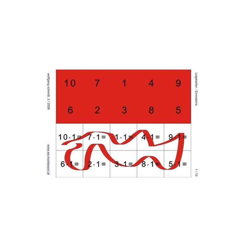 Multiplication tables - laying cards