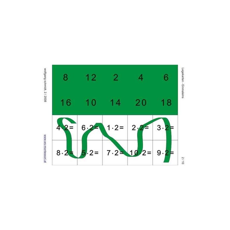 Multiplication tables - laying cards