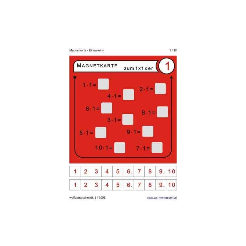 Násobiace tabuľky - magnetické karty