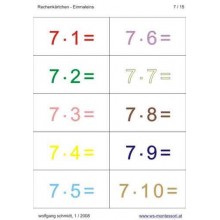 Multiplication tables - calculation cards