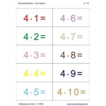 Multiplication tables - calculation cards