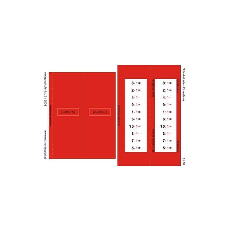 Multiplication tables - slide cards