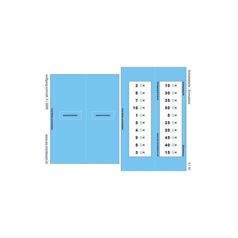 Multiplication tables - slide cards