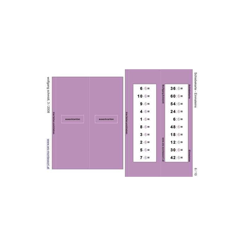 Einmaleins - Schiebekarten