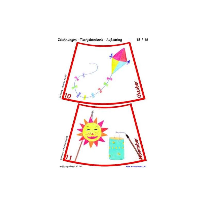 Annual circle for table with drawings 75cm