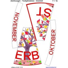 Ročný kruh na stôl s kresbami 75cm