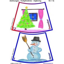 Ročný kruh na stôl s kresbami 75cm