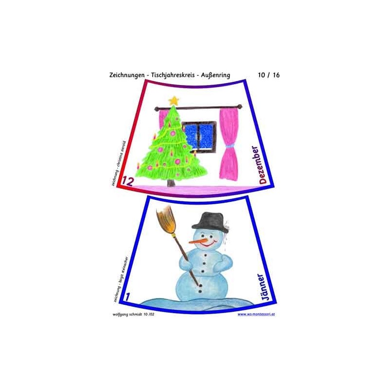Jahreskreis für Tisch mit Zeichnungen 75cm 