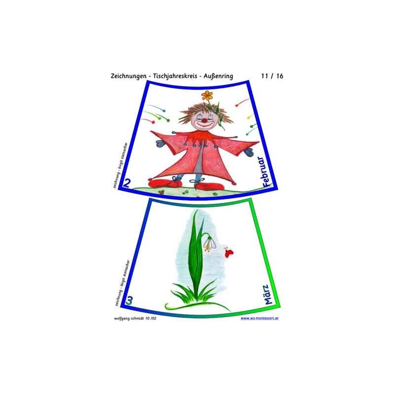 Annual circle for table with drawings 75cm
