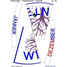 Ročný kruh na stôl s kresbami 75cm