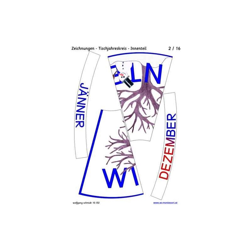 Ročný kruh na stôl s kresbami 75cm
