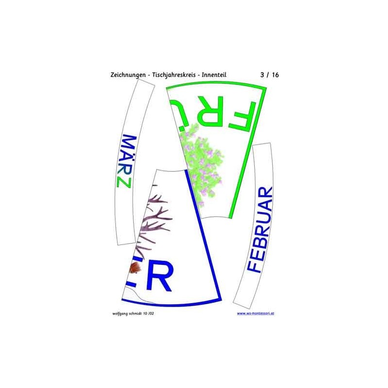 Ročný kruh na stôl s kresbami 75cm