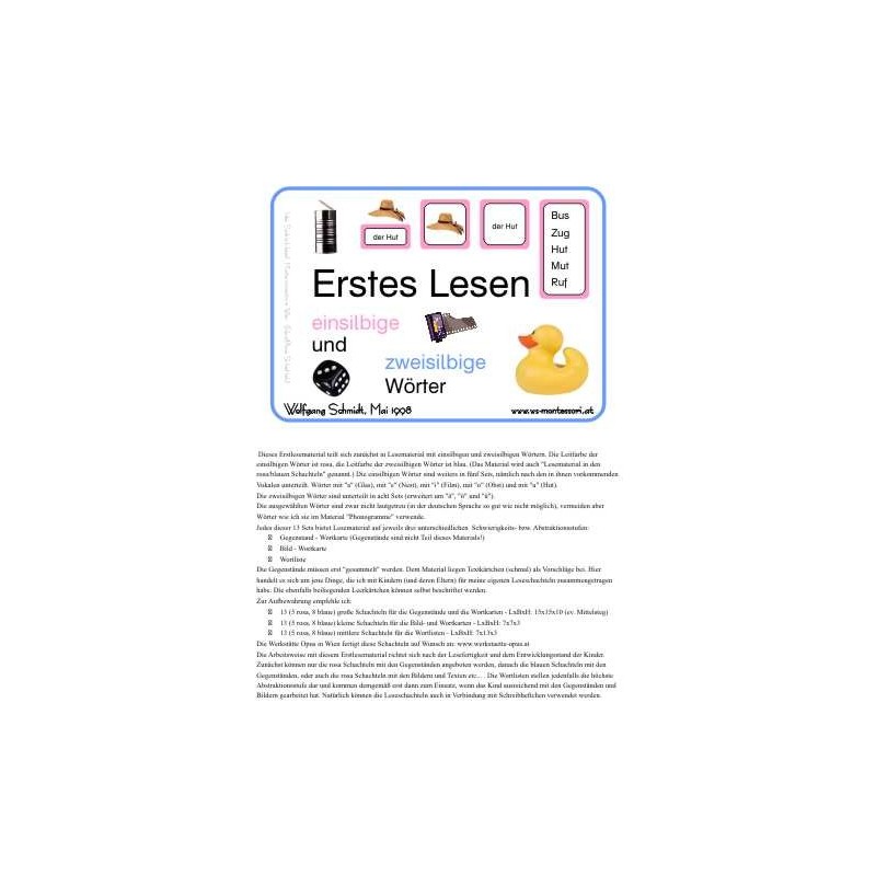 Lesematerial: Lautgetreues Lesen inkl. Bilder