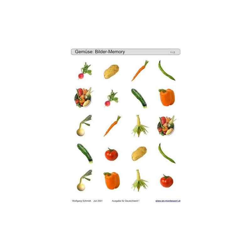 Posuvné a odkrývajúce vložky do hry - Zelenina Nemecko