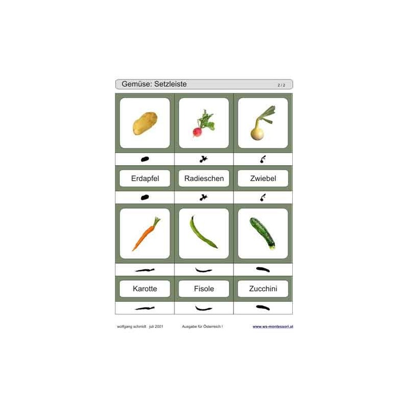 Schiebe- und Aufdeckspieleinlagen - Gemüse Österreich