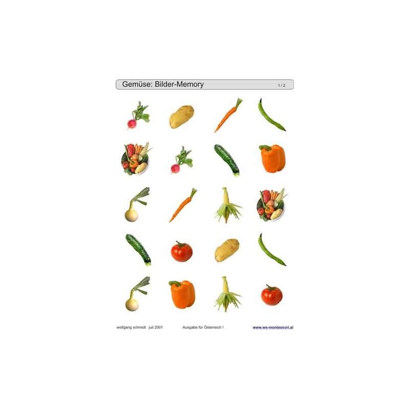 Posuvné a odkrývajúce vložky do hry - Zelenina Rakúsko