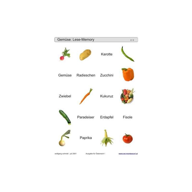 Posuvné a odkrývajúce vložky do hry - Zelenina Rakúsko