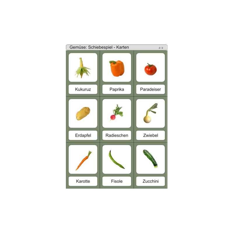 Posuvné a odkrývajúce vložky do hry - Zelenina Rakúsko