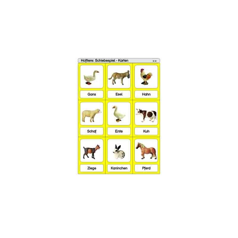 Schiebe- und Aufdeckspieleinlagen - Hoftiere