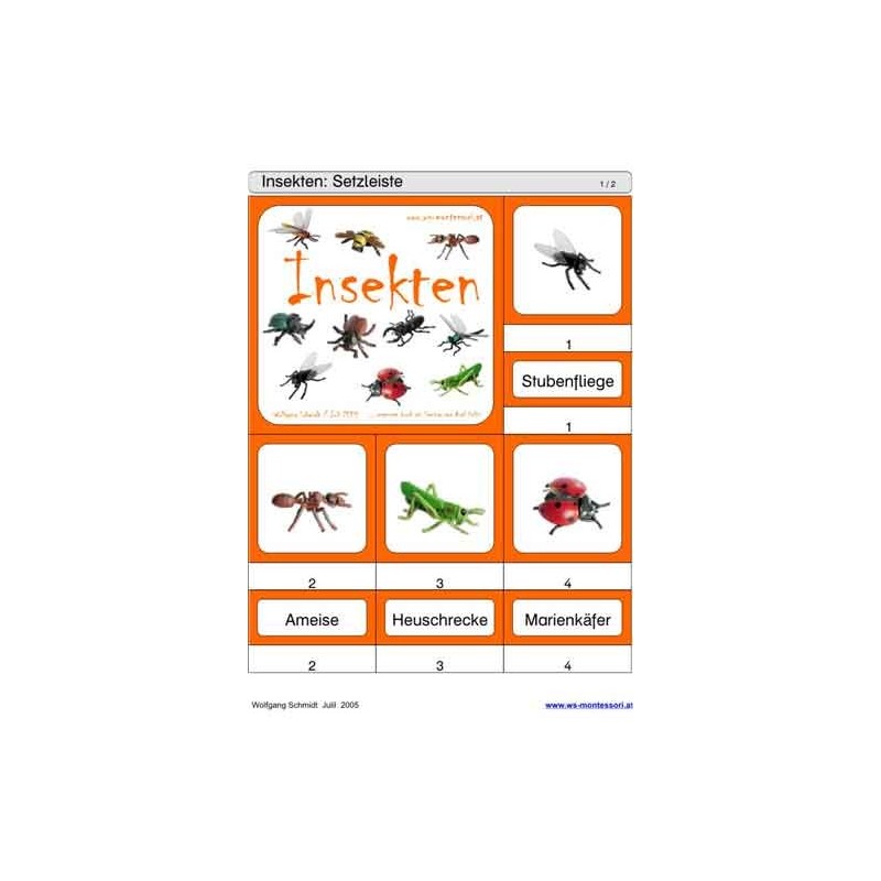 Schiebe- und Aufdeckspieleinlagen - Insekten