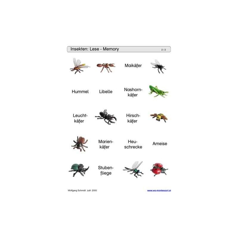 Schiebe- und Aufdeckspieleinlagen - Insekten