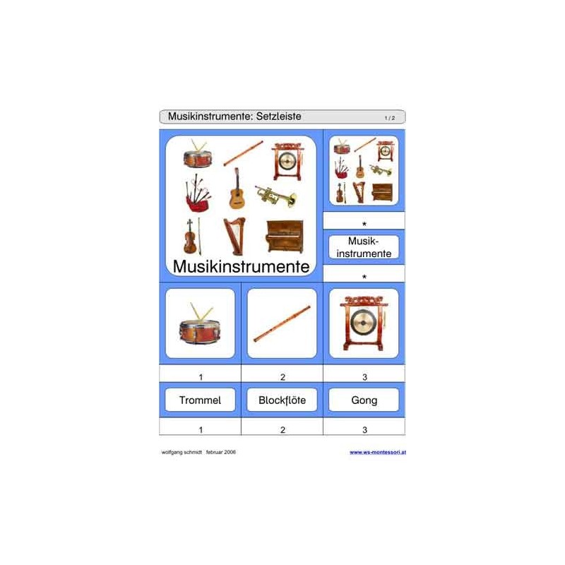 Podklady pre posúvaciu a odkrývaciu hru - hudobné nástroje