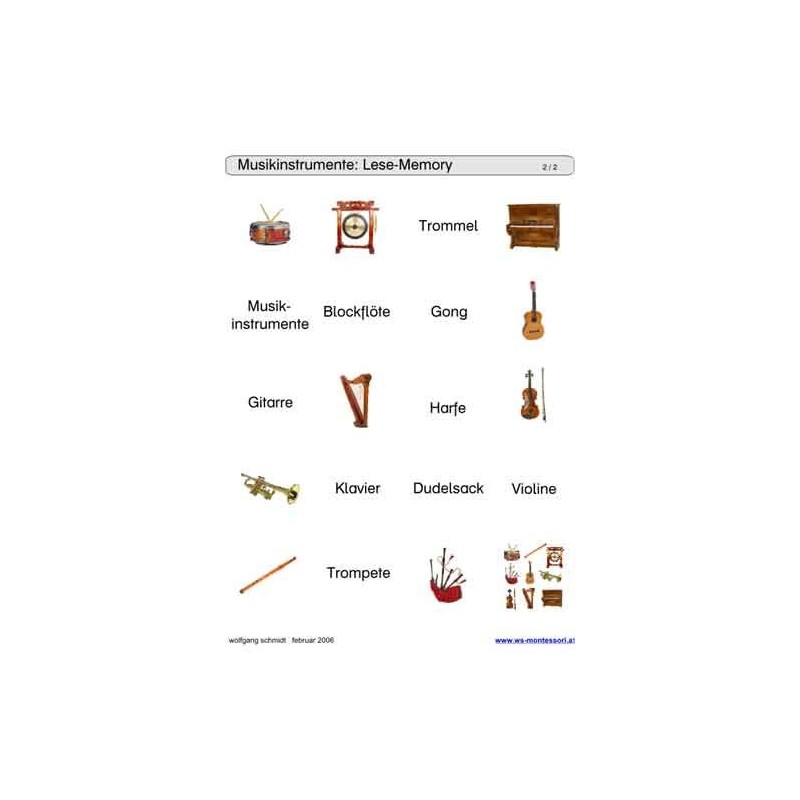 Schiebe- und Aufdeckspieleinlagen - Musikinstrumente