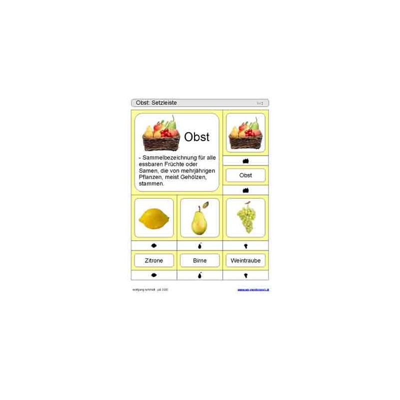 Schiebe- und Aufdeckspieleinlagen - Obst