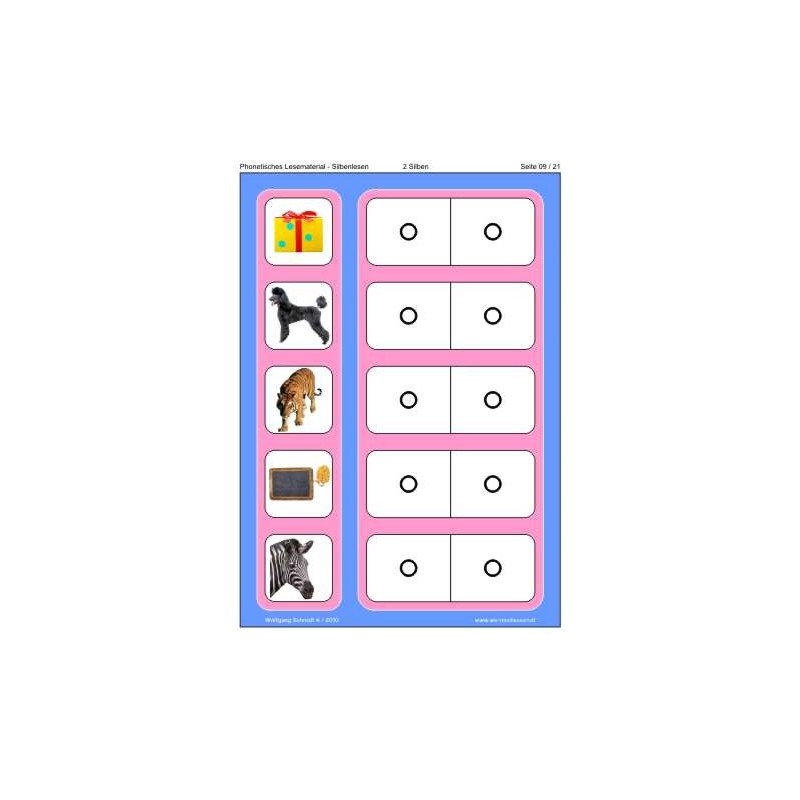 New syllable reading, sound reading material